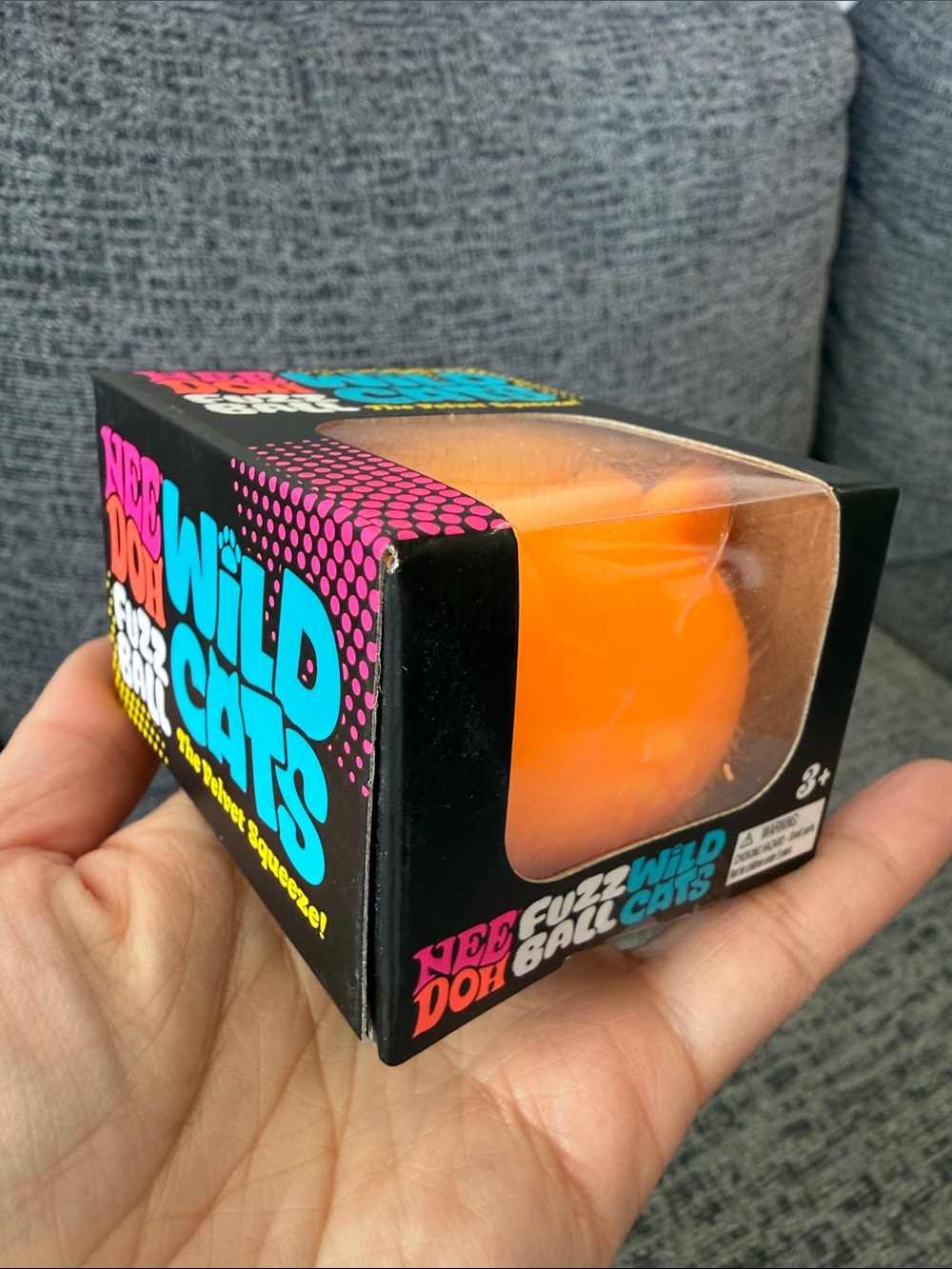 BNIB NeeDoh RARE Fuzz Ball Wild Cats: The Velvet Squeeze, Orange